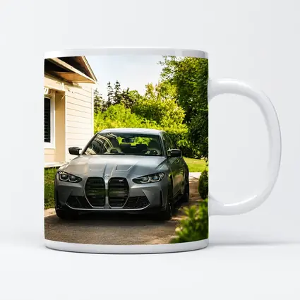 BMW M3 Gray Sedan Suburban Driveway Setting