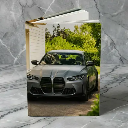 BMW M3 Gray Sedan Suburban Driveway Setting