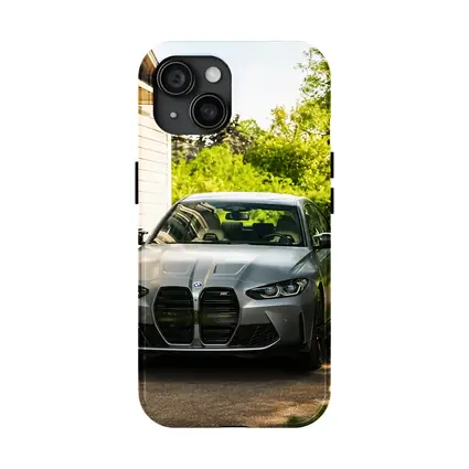 BMW M3 Gray Sedan Suburban Driveway Setting