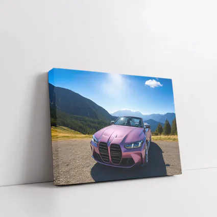 BMW M4 Convertible Pink Mountain Sunny Day