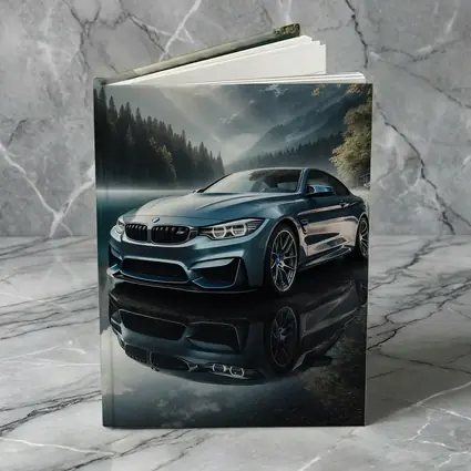 BMW M4 Blue Coupe Mountain Lake Scene