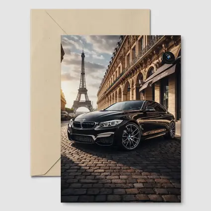 BMW M4 Black Coupe Paris Eiffel Tower