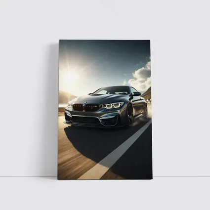 BMW M4 Dark Gray Racing on Open Road