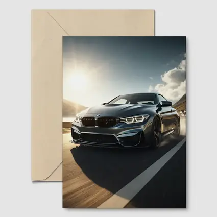 BMW M4 Dark Gray Racing on Open Road