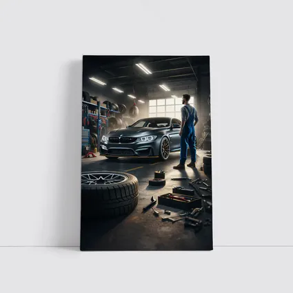 BMW M4 Mechanic Workshop Garage Scene