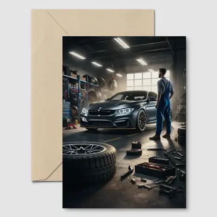 BMW M4 Mechanic Workshop Garage Scene