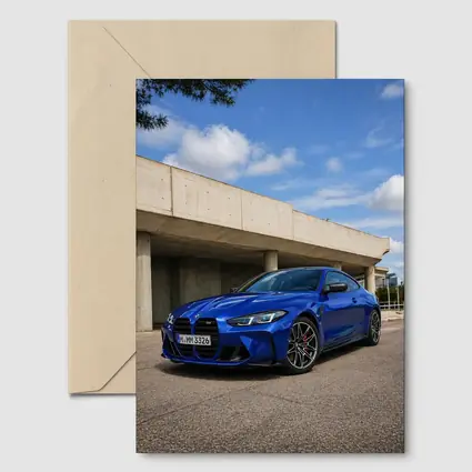 BMW M4 Blue Coupe Concrete Architecture