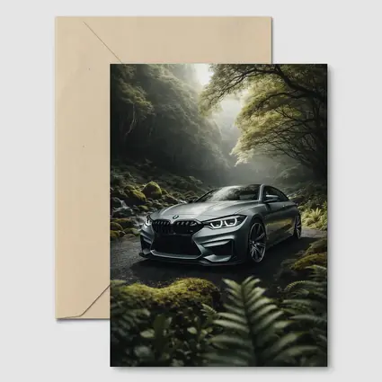 BMW M4 Gray Coupe Forest Road