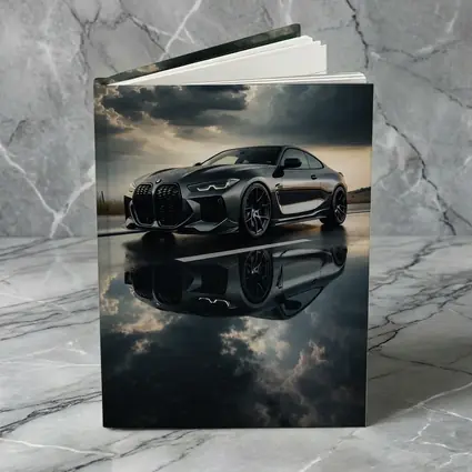 BMW M4 Black Coupe Stormy Sky Reflection