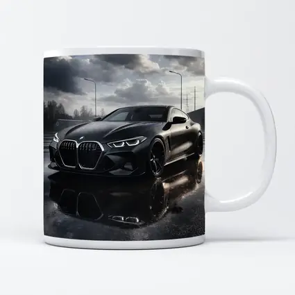 BMW M4 Black Wet Parking Lot Overcast