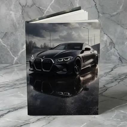 BMW M4 Black Wet Parking Lot Overcast