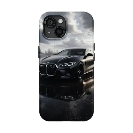 BMW M4 Black Wet Parking Lot Overcast