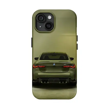BMW M4 Rear View Olive Green Studio