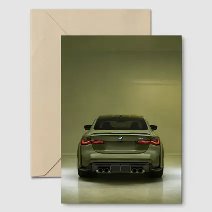 BMW M4 Rear View Olive Green Studio