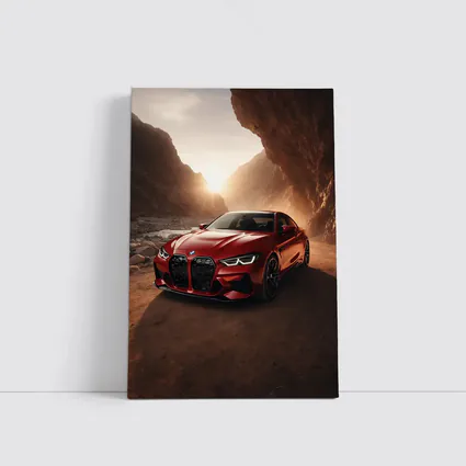 BMW M4 Red Coupe Canyon Desert Setting