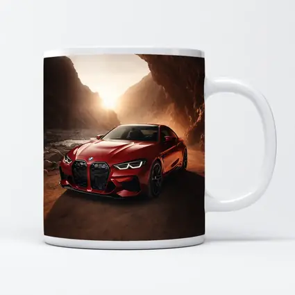 BMW M4 Red Coupe Canyon Desert Setting