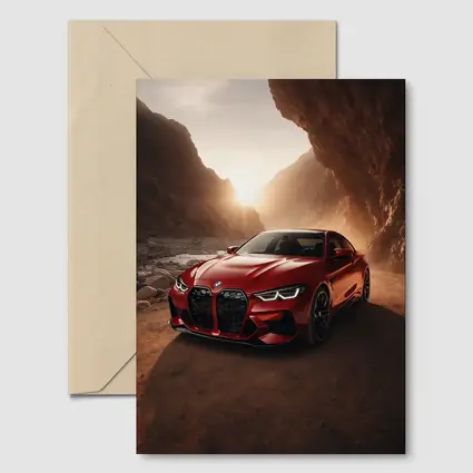 BMW M4 Red Coupe Canyon Desert Setting
