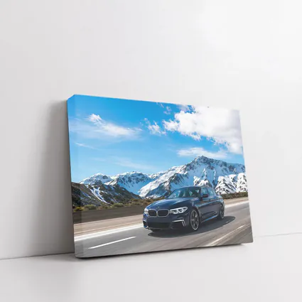 BMW M5 Blue Sedan Mountain Road Drive