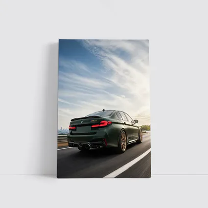 BMW M5 CS Green Sedan Highway Drive