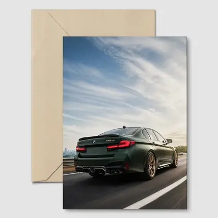 BMW M5 CS Green Sedan Highway Drive