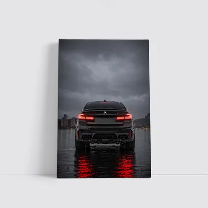 BMW M5 Rear View Stormy Night Water