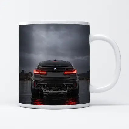 BMW M5 Rear View Stormy Night Water