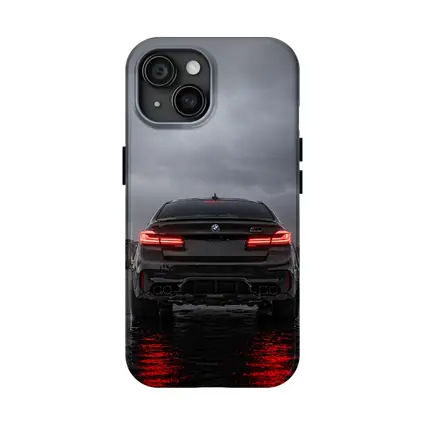 BMW M5 Rear View Stormy Night Water