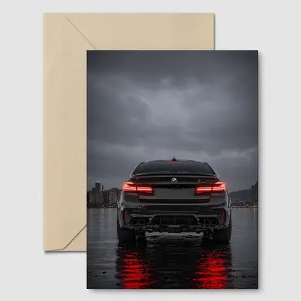 BMW M5 Rear View Stormy Night Water