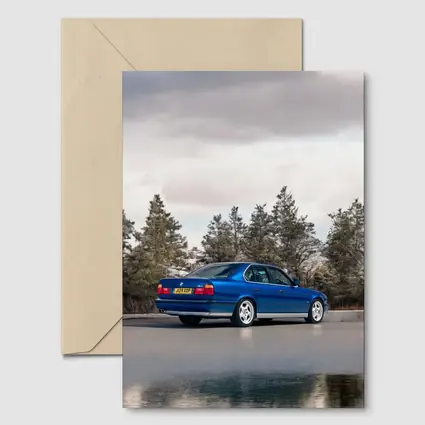 BMW M5 E34 Blue Sedan Outdoor Shot
