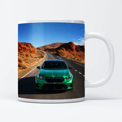 BMW M5 Green Speeding Desert Canyon Road
