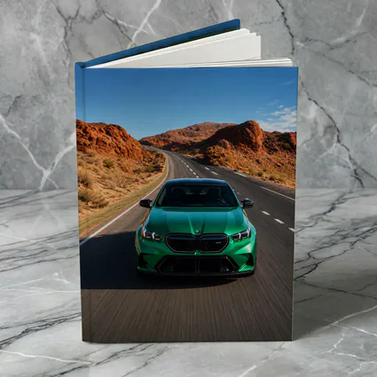 BMW M5 Green Speeding Desert Canyon Road