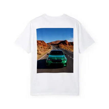 BMW M5 Green Speeding Desert Canyon Road