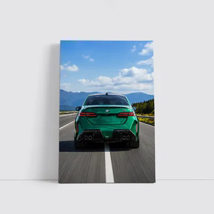 BMW M5 Green Rear View Mountain Road