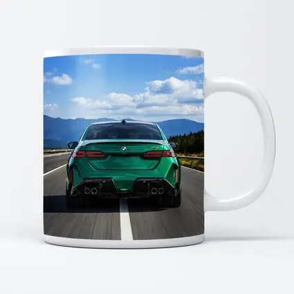 BMW M5 Green Rear View Mountain Road