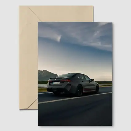 BMW M5 Sedan Gray Highway Mountain Drive