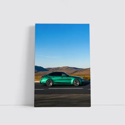 BMW M5 Green Sedan Desert Highway Drive