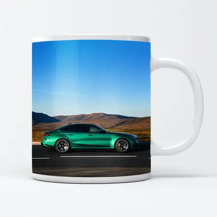 BMW M5 Green Sedan Desert Highway Drive