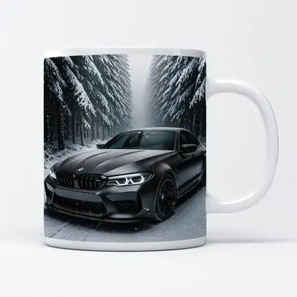 BMW M5 Matte Black Snowy Forest Road