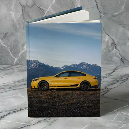 BMW M5 Yellow Sedan Mountain Backdrop