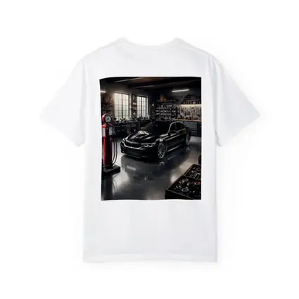 BMW M5 Black Sedan in Vintage Garage