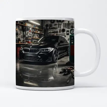 BMW M5 Black Sedan Inside Garage