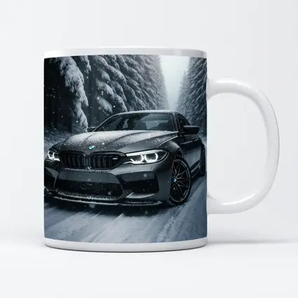 BMW M5 Driving Through Snowy Forest Road