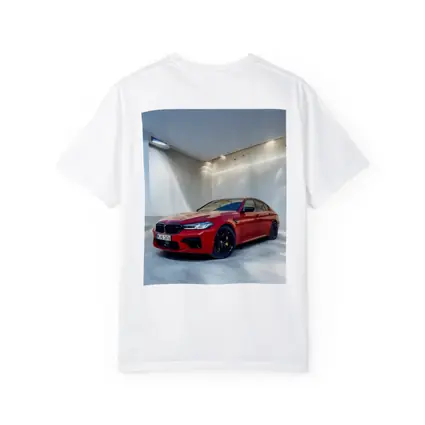 BMW M5 Red Sedan Minimalist Garage