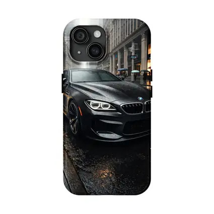BMW M6 Matte Black Rainy City Street