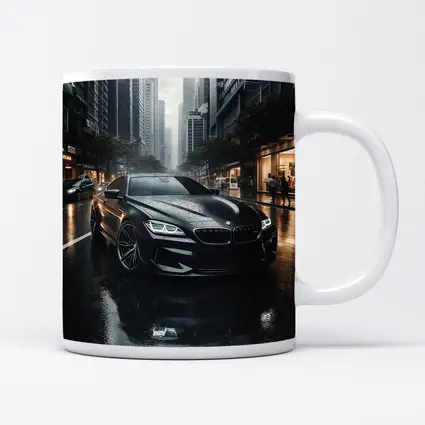 BMW M6 Black Rainy City Street