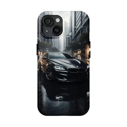 BMW M6 Black Rainy City Street