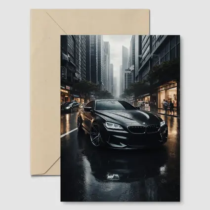 BMW M6 Black Rainy City Street