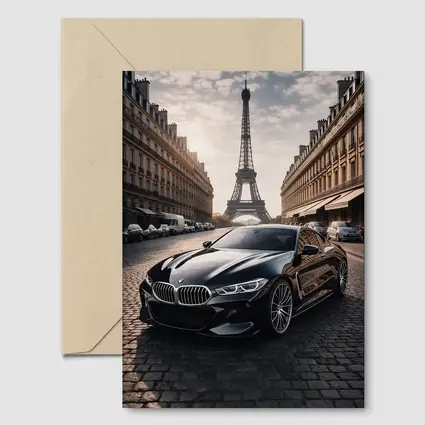 BMW M8 Black Coupe Paris Eiffel Tower
