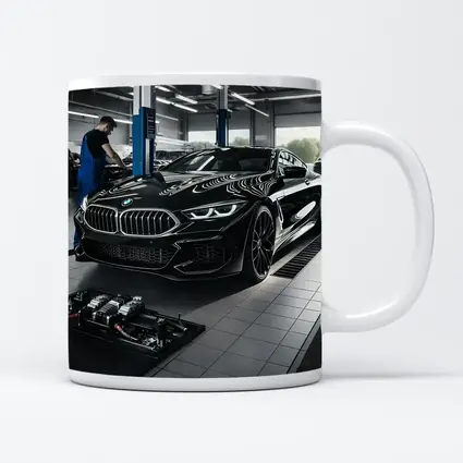 BMW M8 Black Coupe In Service Garage