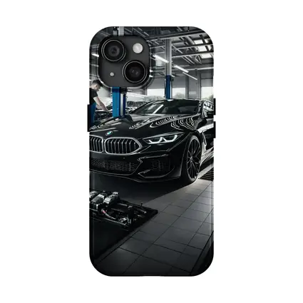 BMW M8 Black Coupe In Service Garage